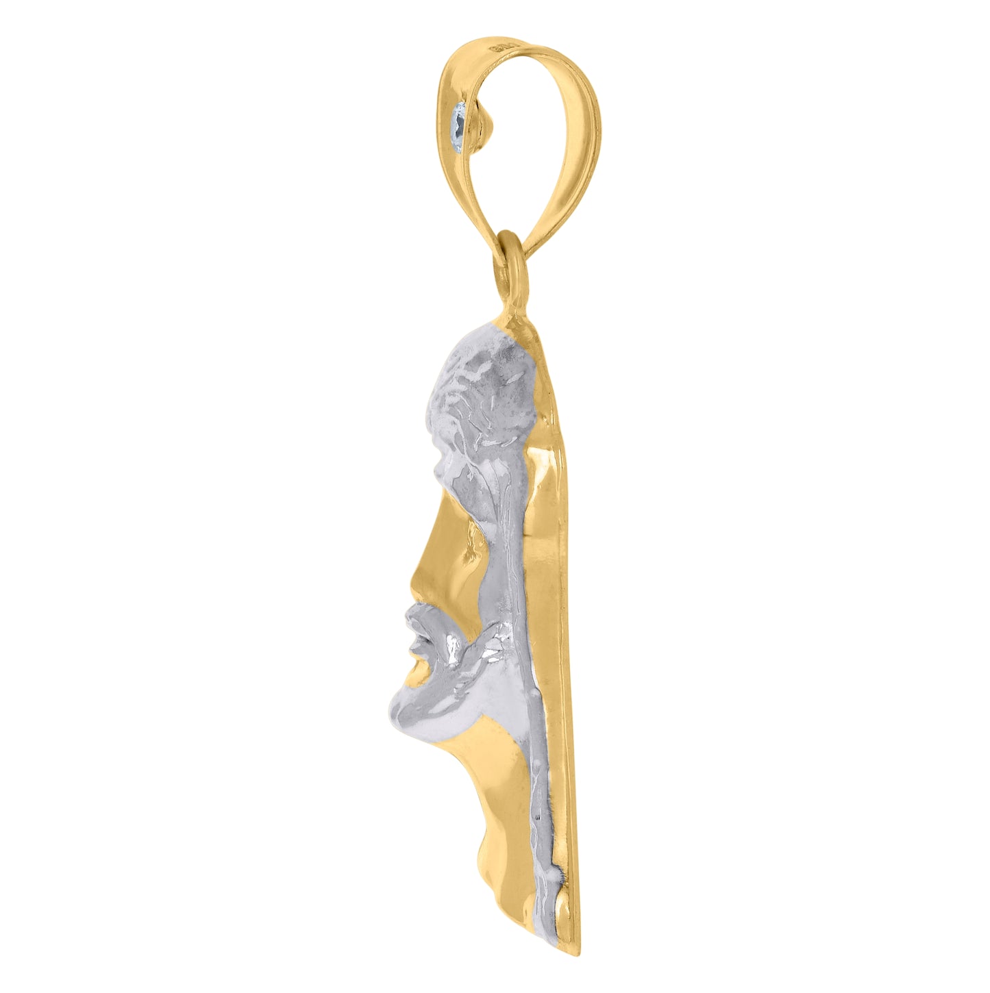 14K Two-Tone Gold Mens Jesus Religious Charm Pendant
