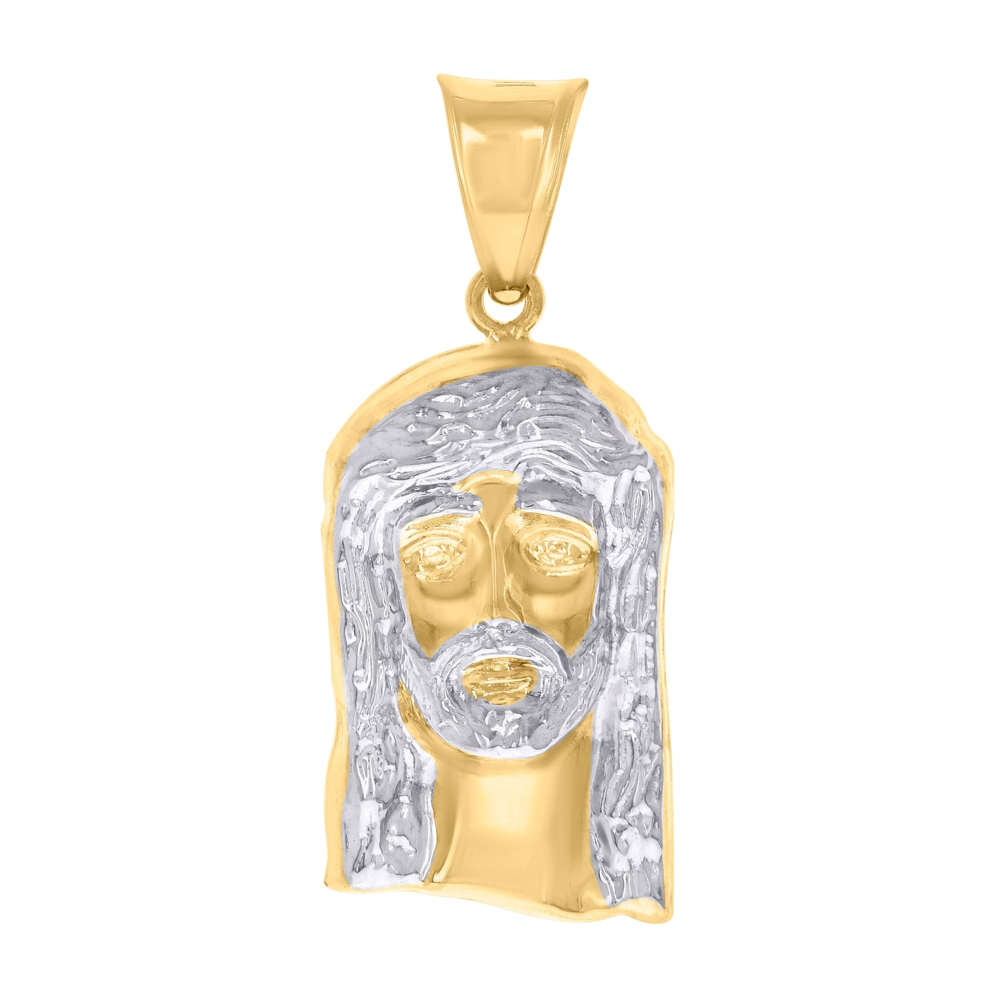 14K Two-Tone Gold Mens Jesus Religious Charm Pendant