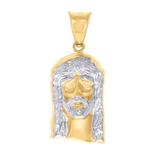 14K Two-Tone Gold Mens Jesus Religious Charm Pendant
