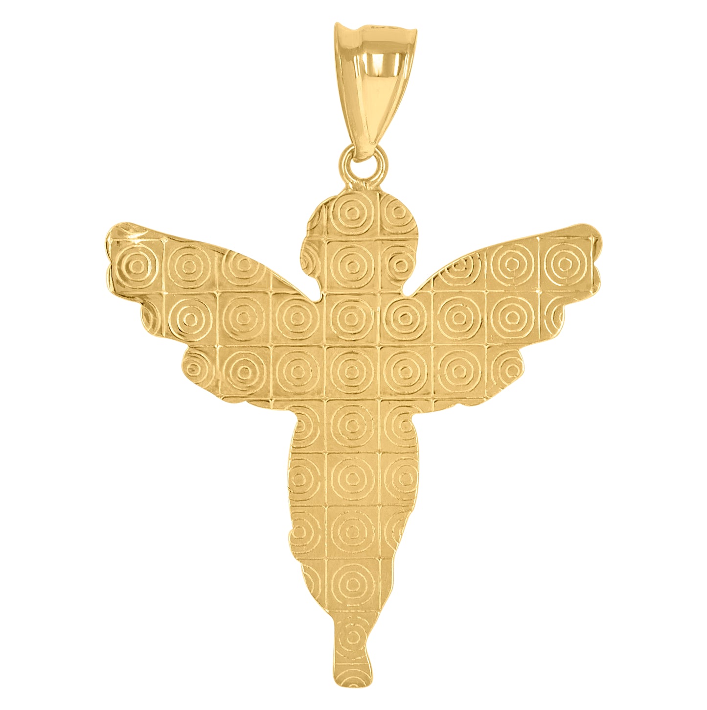 14K Two-tone Gold Mens Angel Religious Charm Pendant