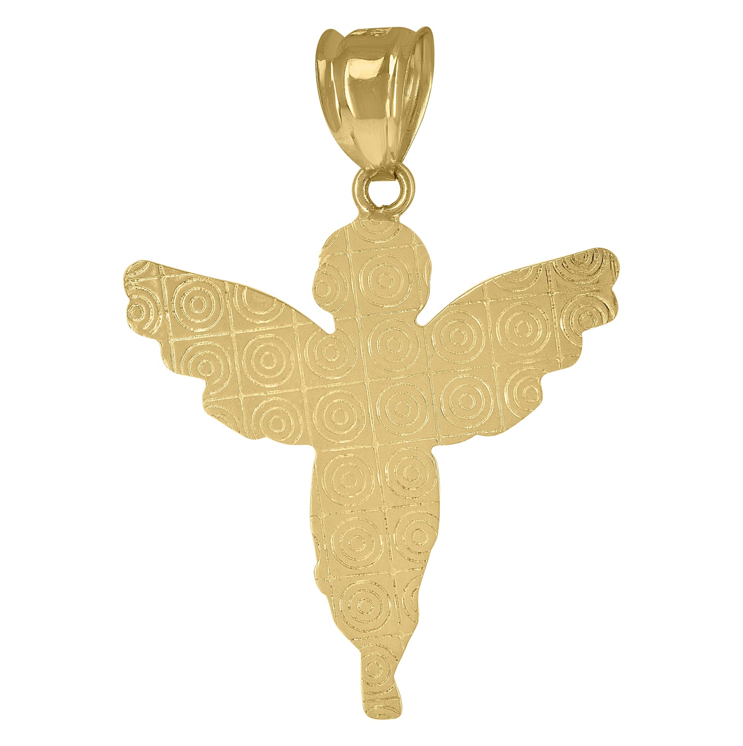 14K Two-tone Gold Mens Angel Religious Charm Pendant