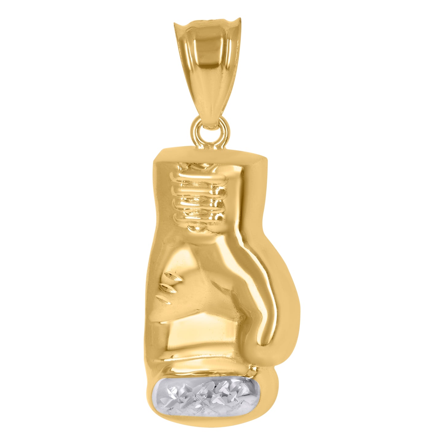14K Two-tone Gold Mens Boxing Gloves Sports Charm Pendant