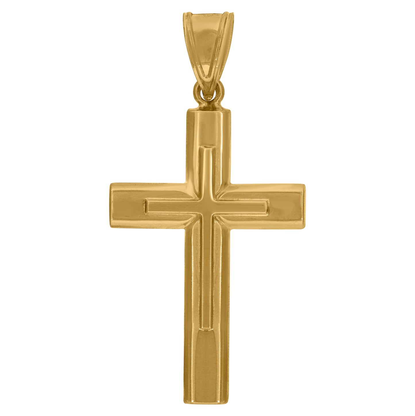 14K Two-tone Gold Mens Cross Religious Charm Pendant