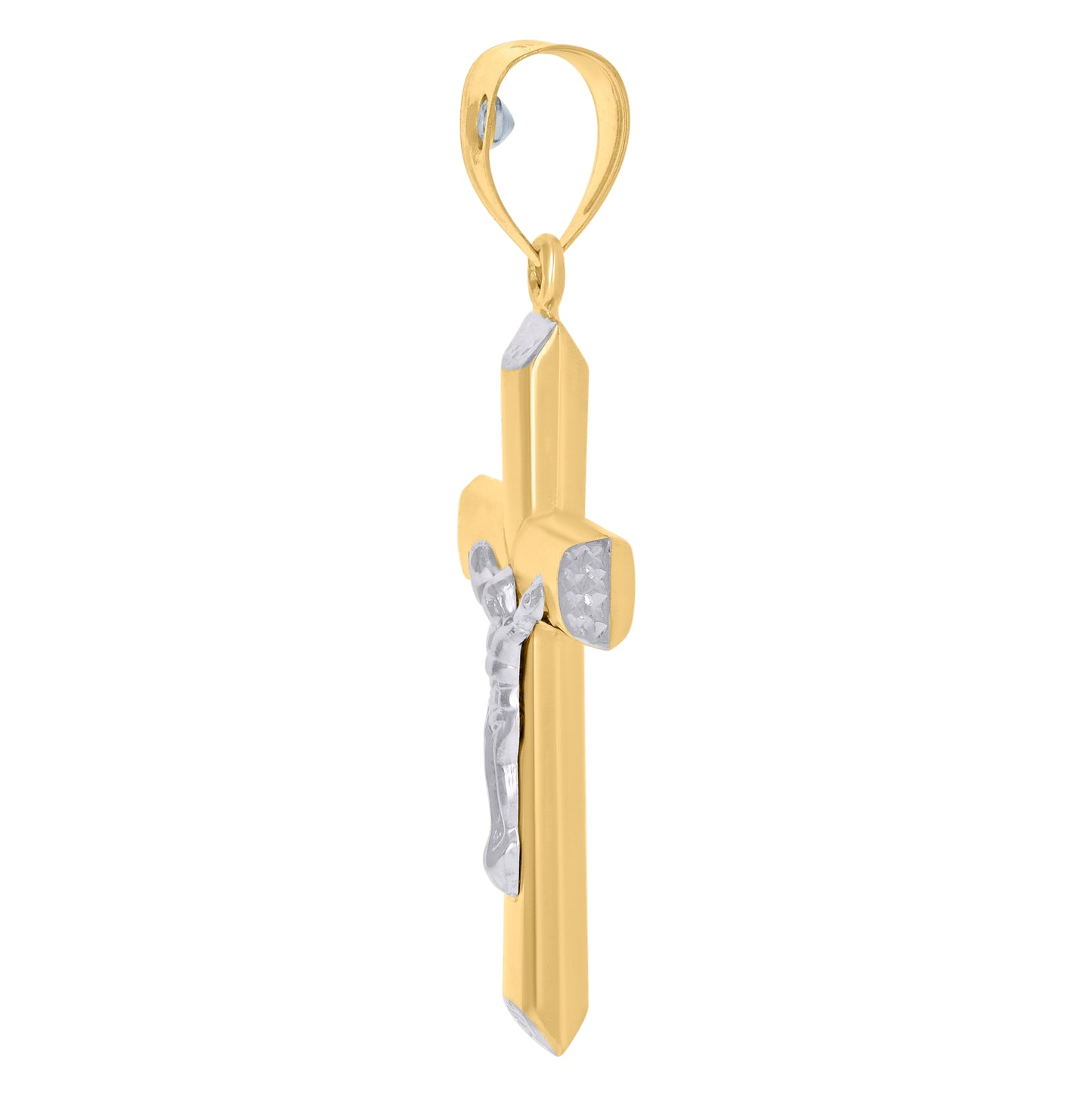 14K Two-tone Gold Unisex Crucifix Cross Religious Charm Pendant