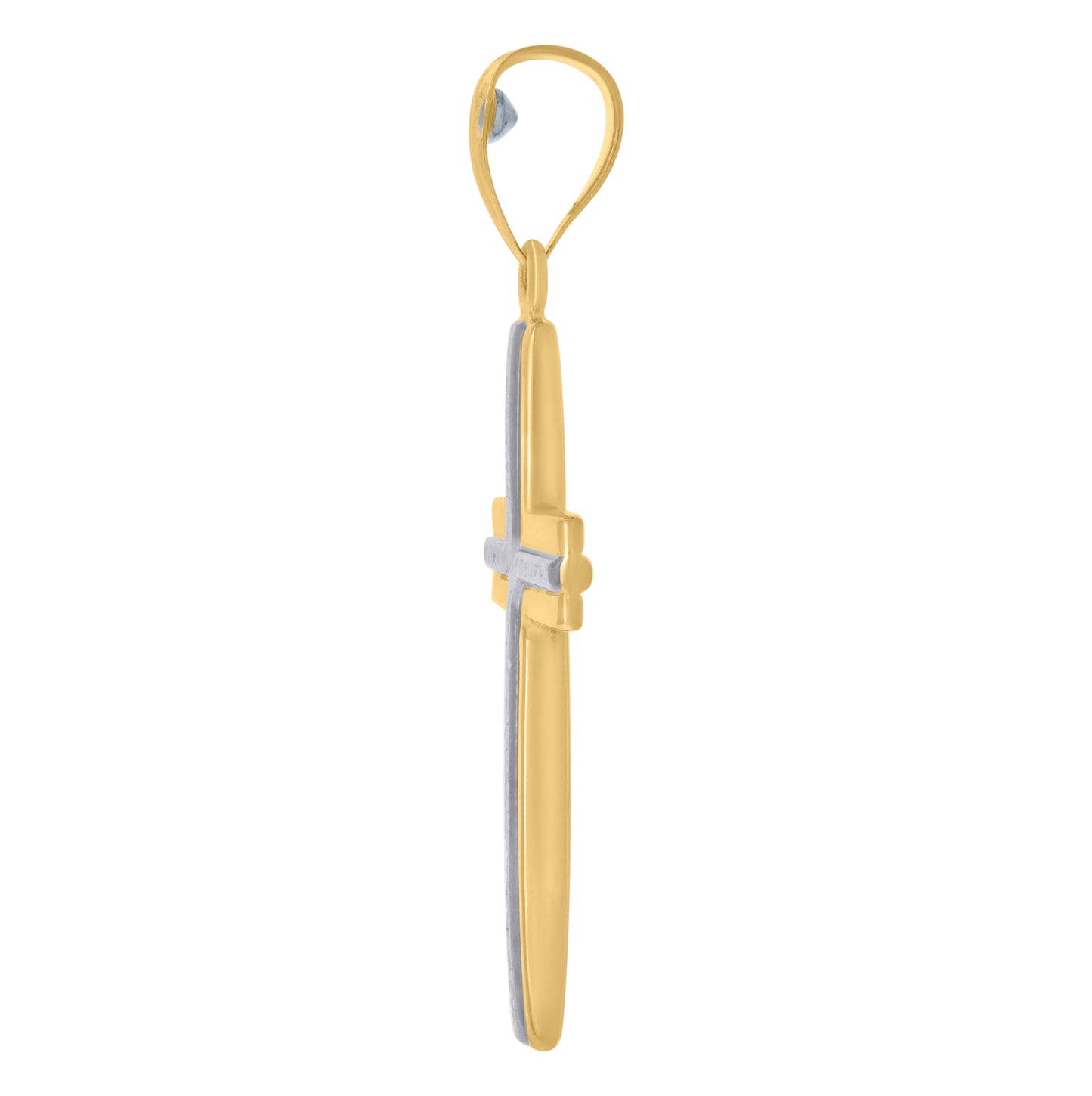 14K Two-tone Gold Unisex Cross Religious Charm Pendant