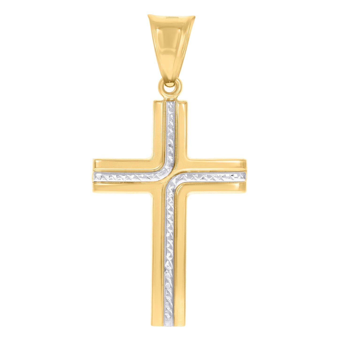 14K Two-tone Gold Unisex Cross Religious Charm Pendant
