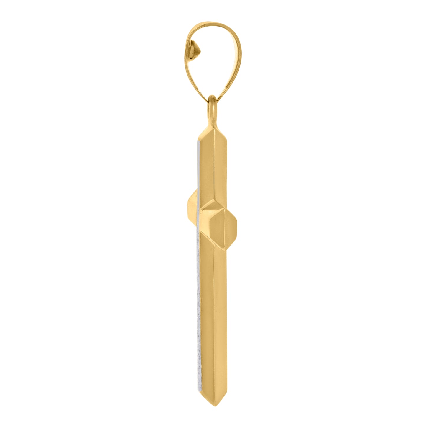 14K Two-Tone Gold Mens Cross Religious Charm Pendant