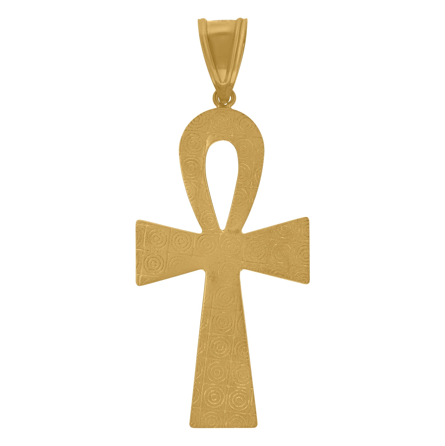 14K Two-tone Gold Mens Egyptian Ankh Cross Religious Charm Pendant
