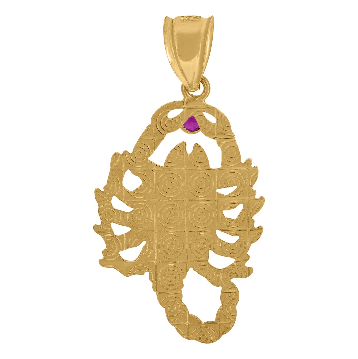 14K Two-tone Gold Mens Purple Cubic-Zirconia Scorpion Insect Zodiac Sign/Wildlife Charm Pendant