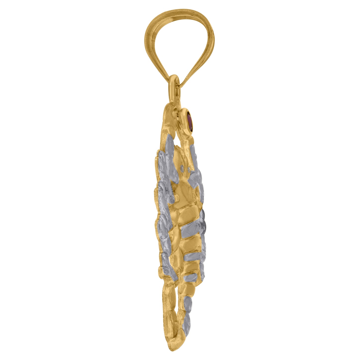 14K Two-tone Gold Mens Purple Cubic-Zirconia Scorpion Insect Zodiac Sign/Wildlife Charm Pendant