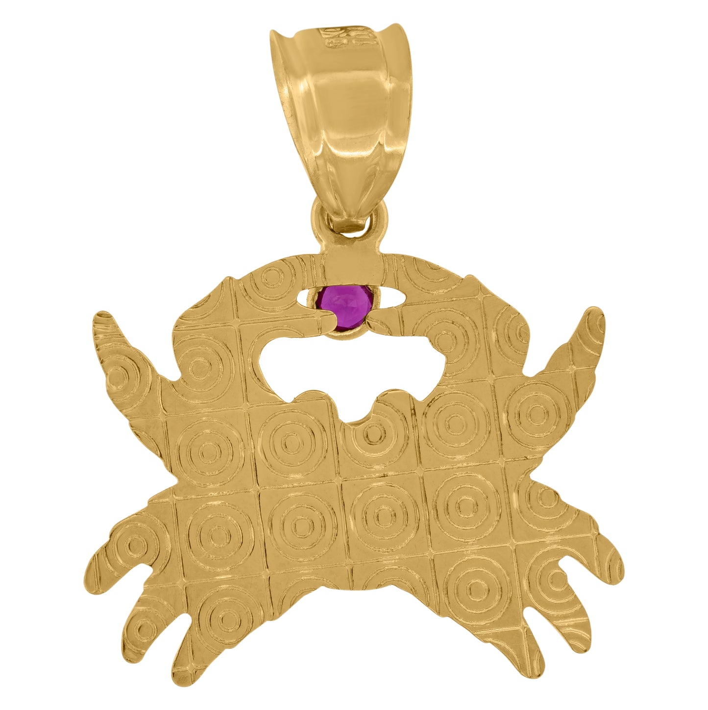 14K Two-tone Gold Mens Purple Cubic-Zirconia Crab Ocean Charm Pendant