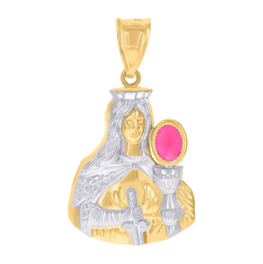 14K Two-Tone Gold Mens St. Barbara Religious Charm Pendant