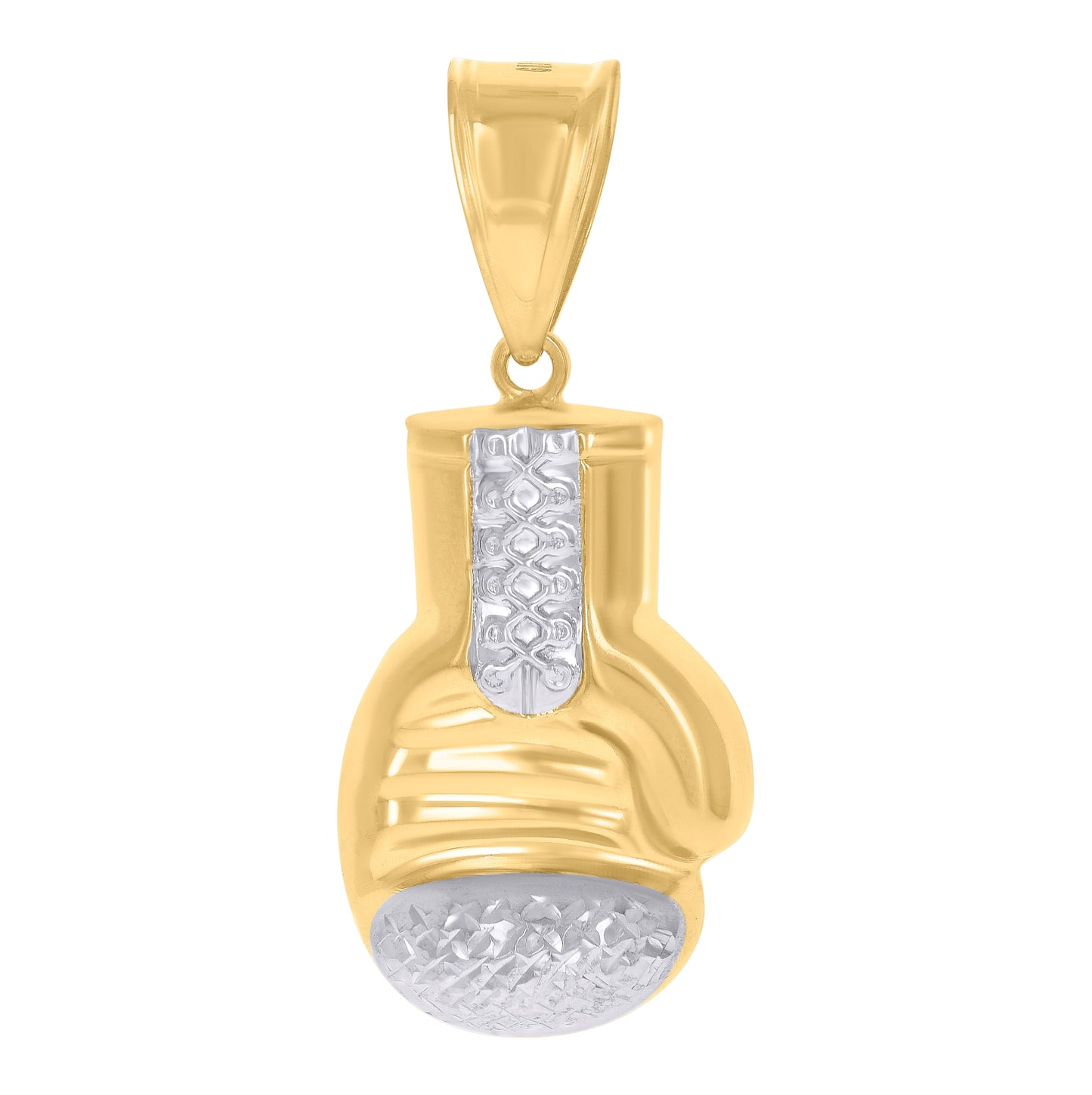 14K Two-Tone Gold Mens Boxing Glove Sports Charm Pendant