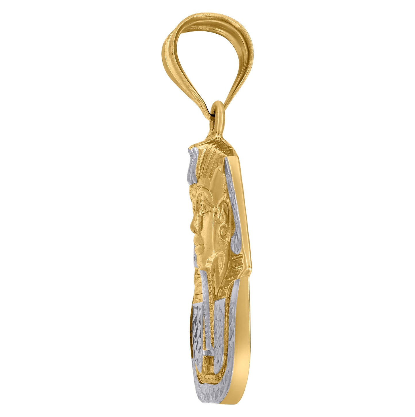14K Two-tone Gold Mens Pharaoh Egyptian Charm Pendant
