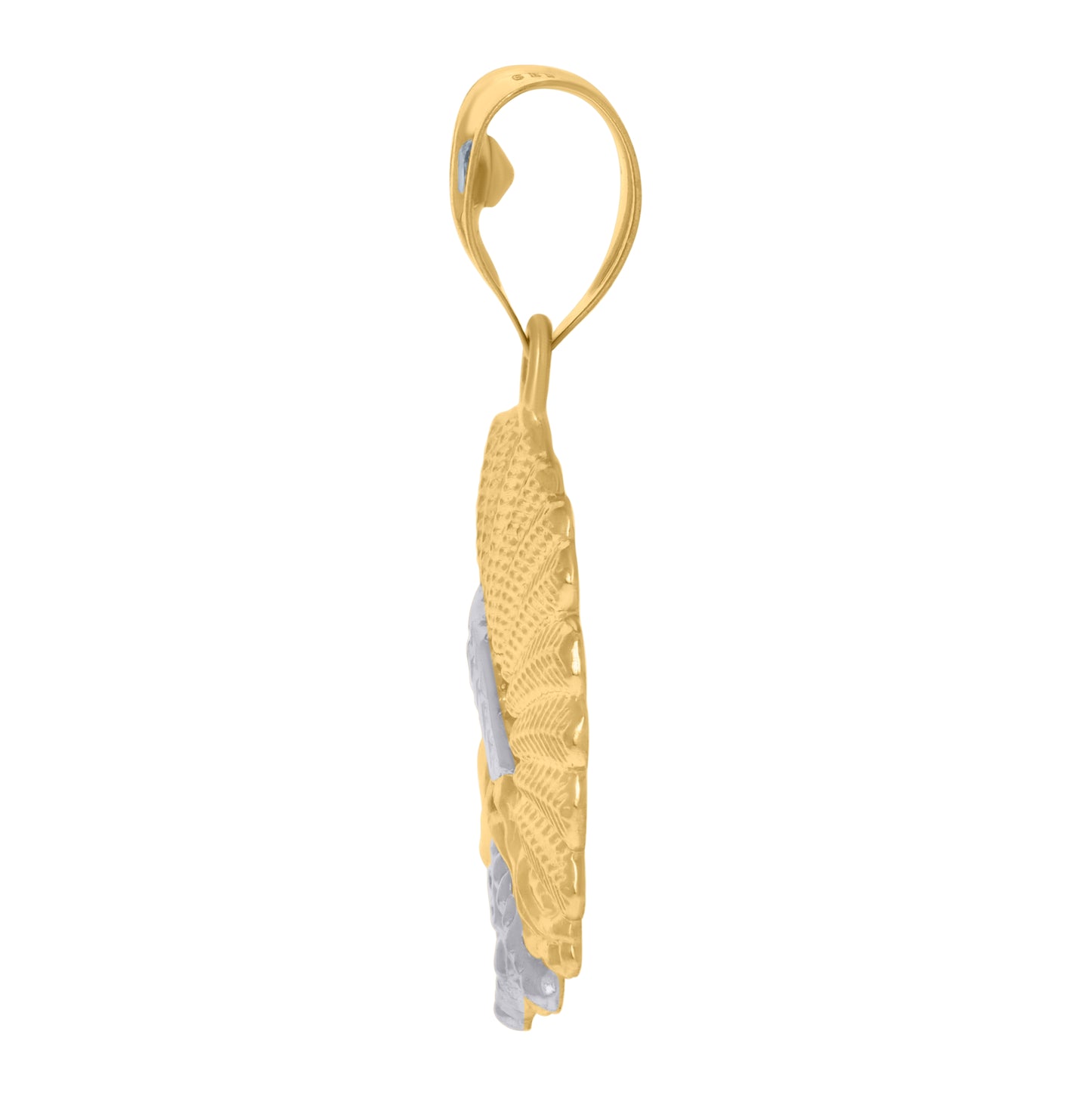 14K Two-Tone Gold Mens Native Indian Fashion Charm Pendant