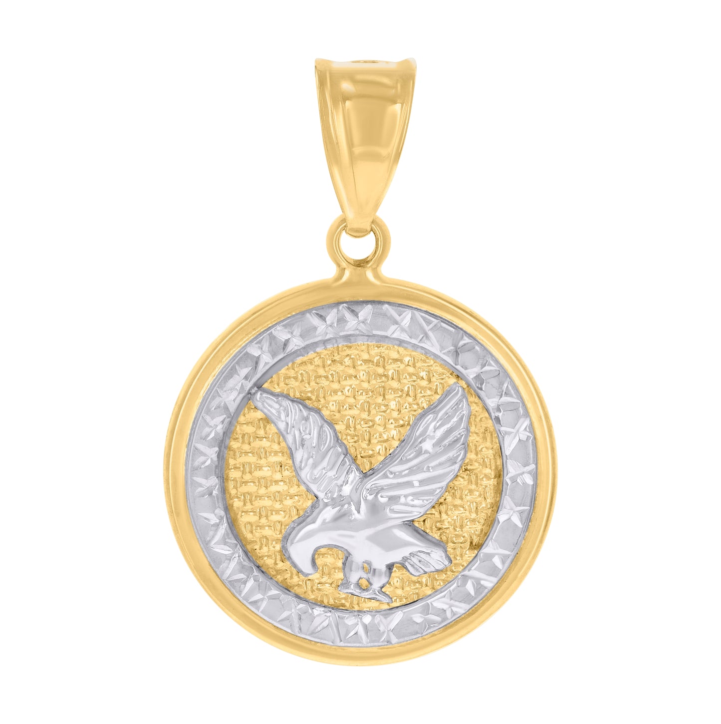 14K Two-Tone Gold Mens Eagle Birds Wildlife Charm Pendant