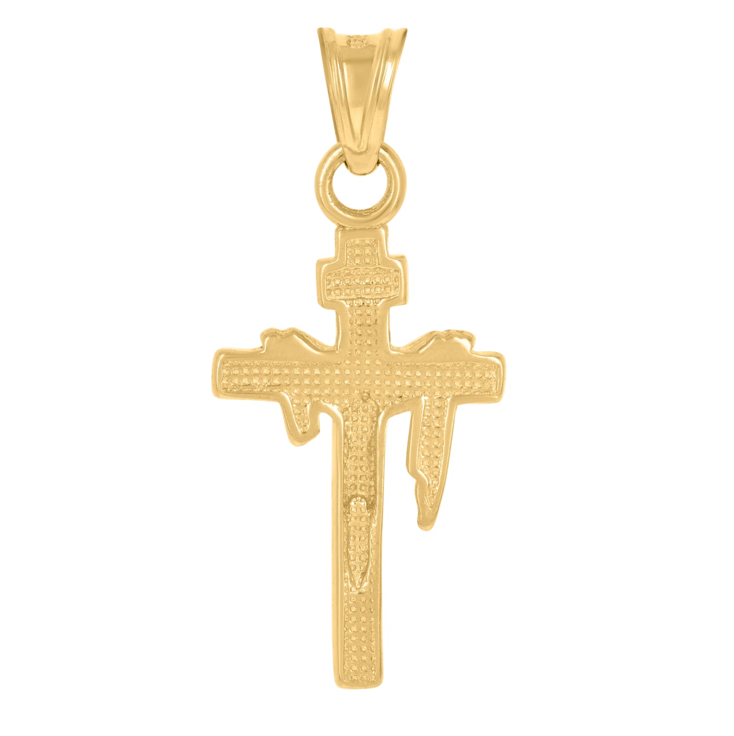 10K Yellow Gold Mens Draped INRI Crucifix Cross Religious Charm Pendant