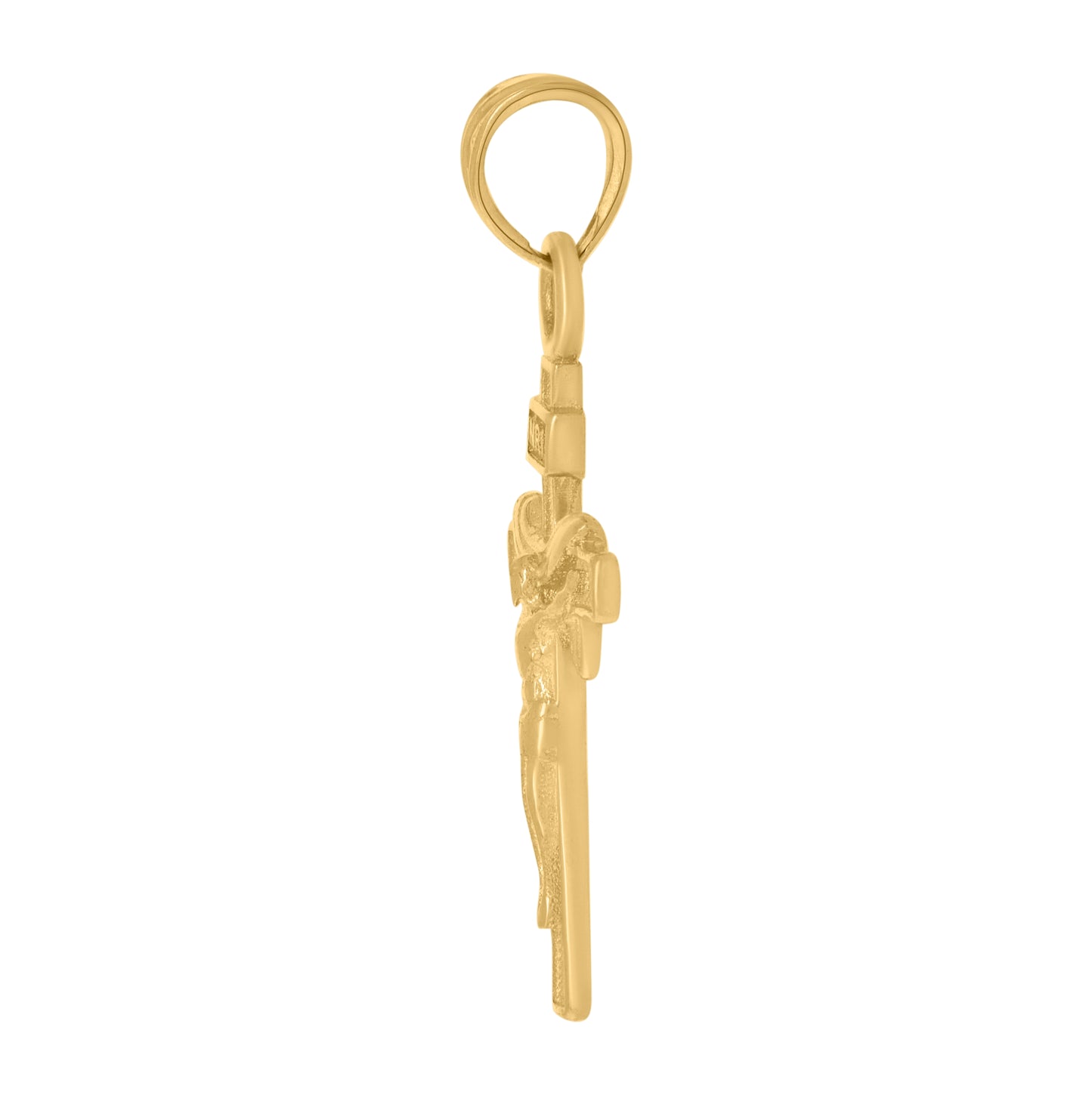 10K Yellow Gold Mens Draped INRI Crucifix Cross Religious Charm Pendant