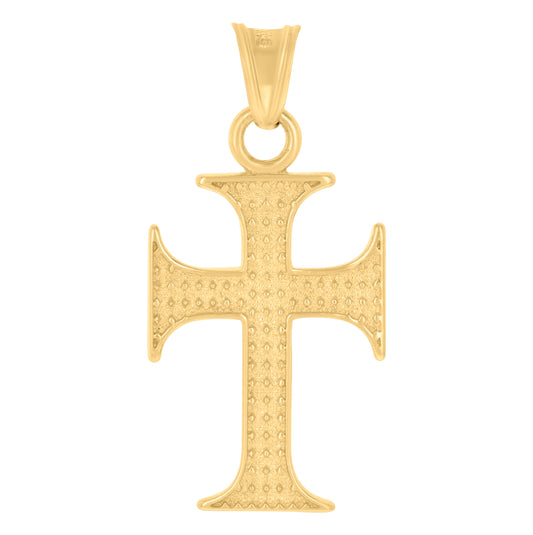 10K Yellow Gold Mens Cross Religious Charm Pendant