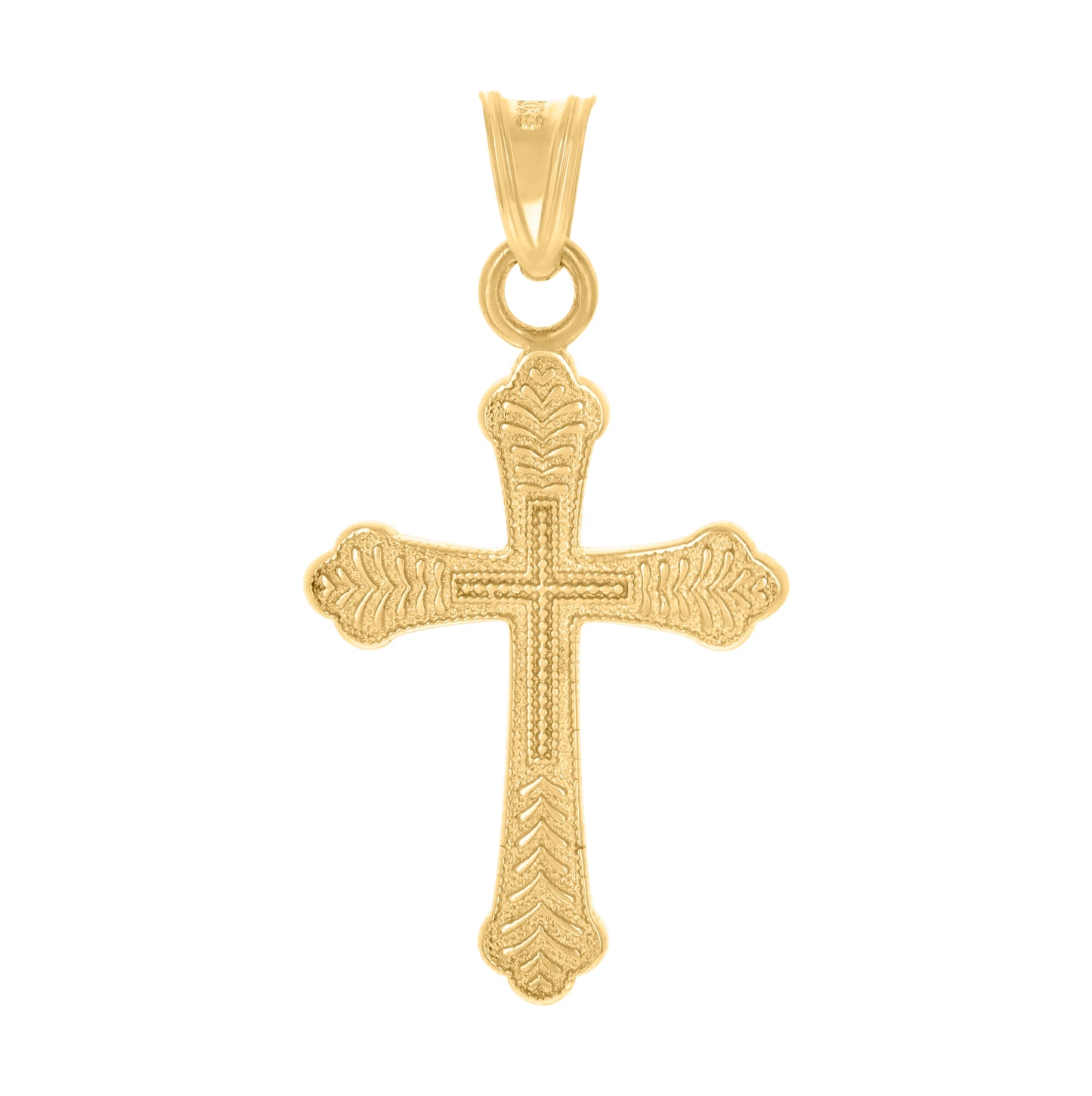 10K Yellow Gold Mens Cross Religious Charm Pendant