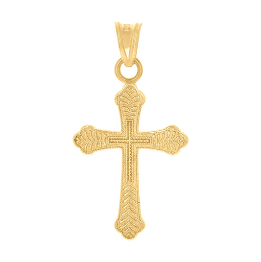 10K Yellow Gold Mens Cross Religious Charm Pendant