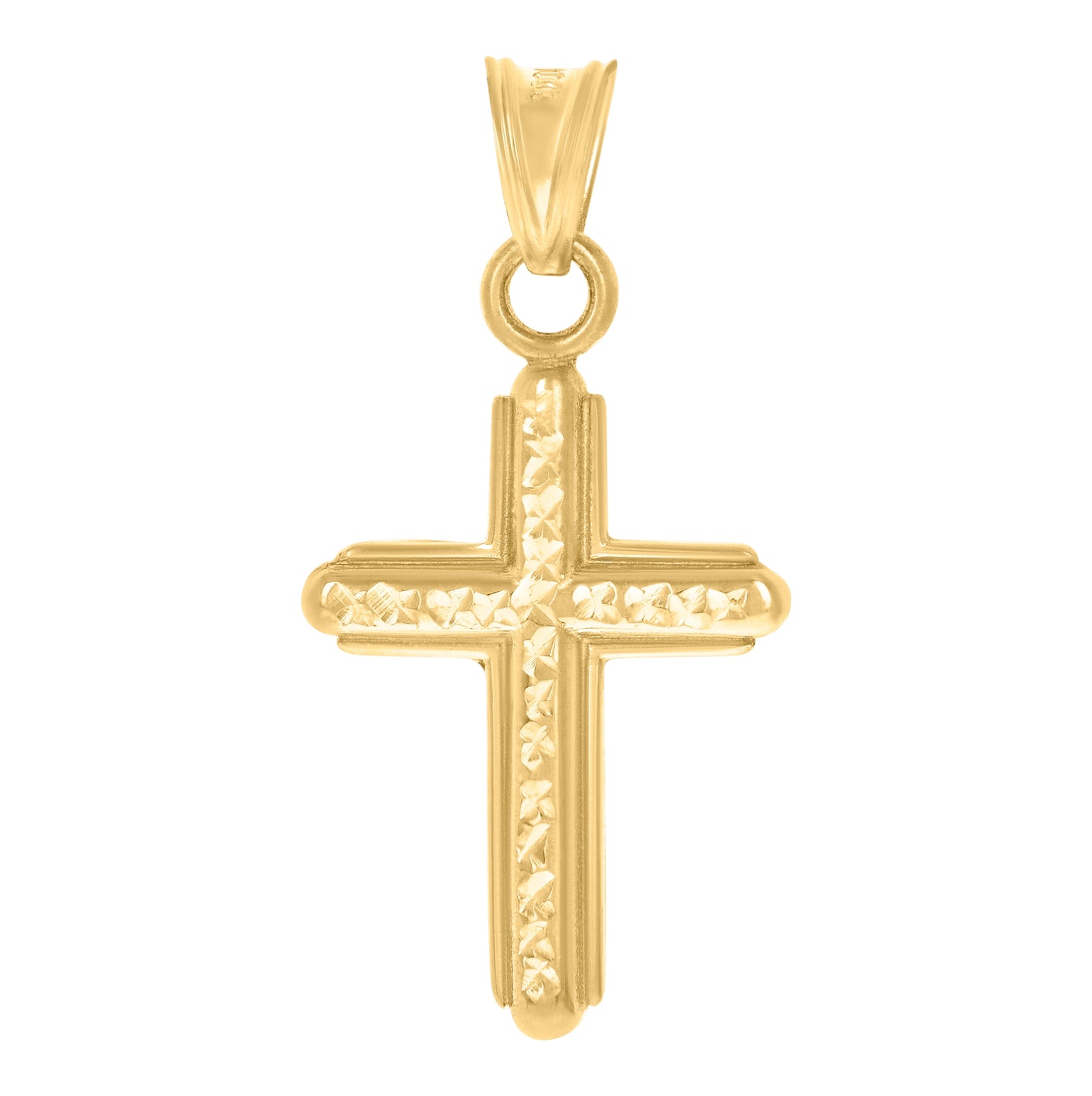 10K Yellow Gold Mens Cross Religious Charm Pendant