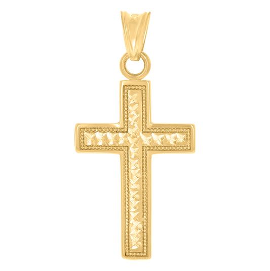 10K Yellow Gold Mens Cross Religious Charm Pendant