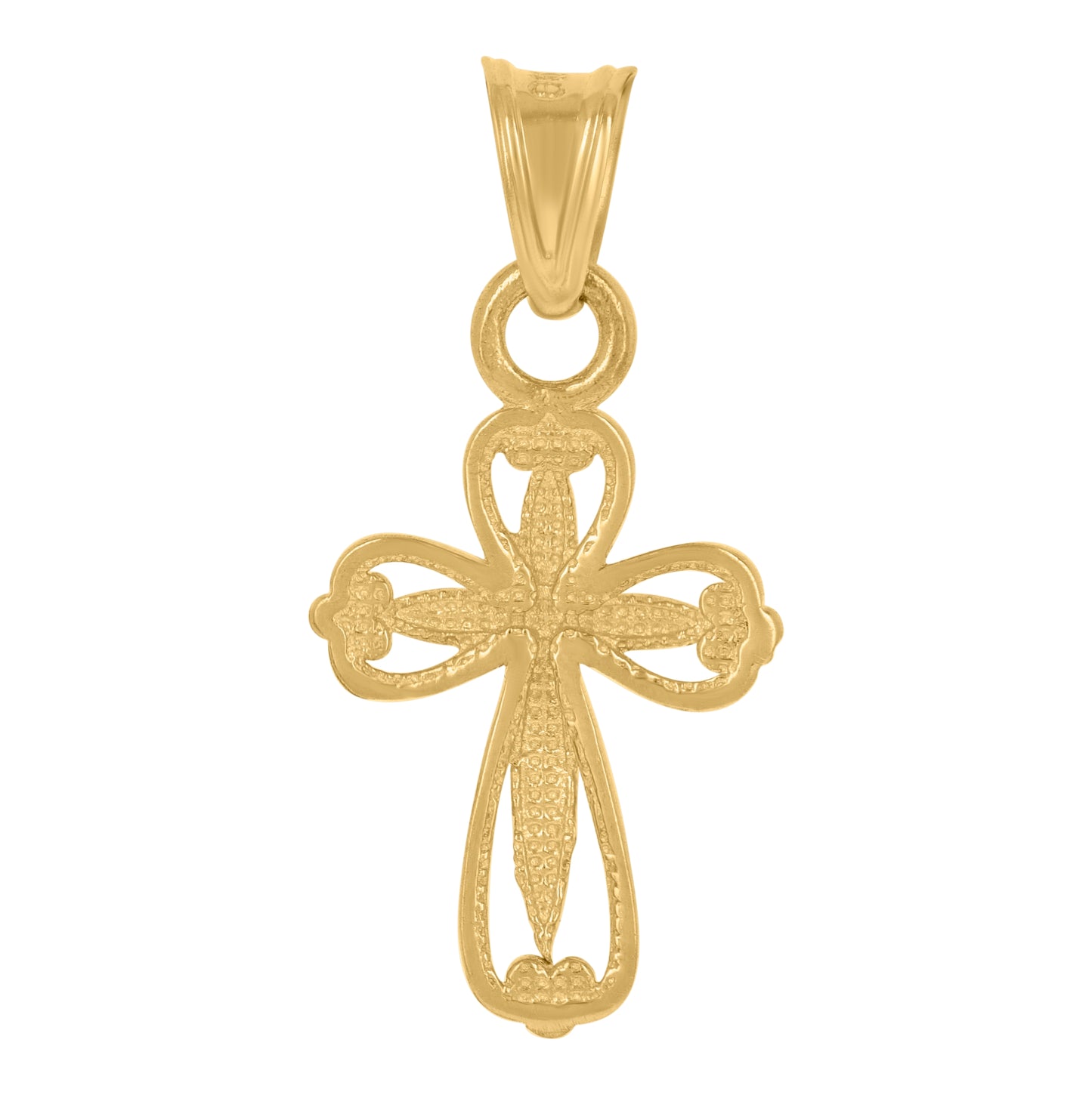 10K Yellow Gold Mens Cross Religious Charm Pendant
