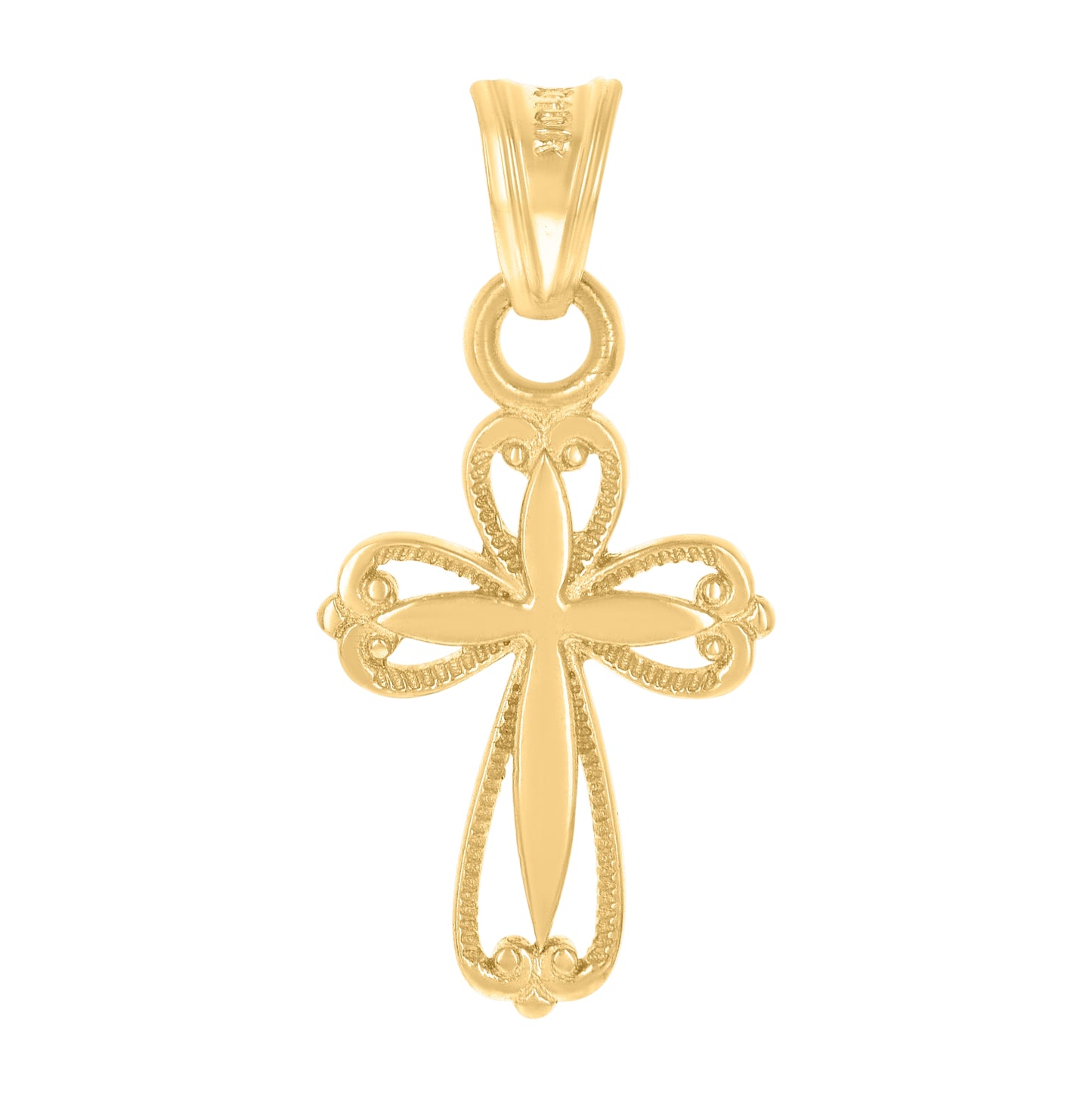 10K Yellow Gold Mens Cross Religious Charm Pendant
