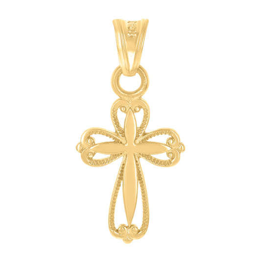 10K Yellow Gold Mens Cross Religious Charm Pendant