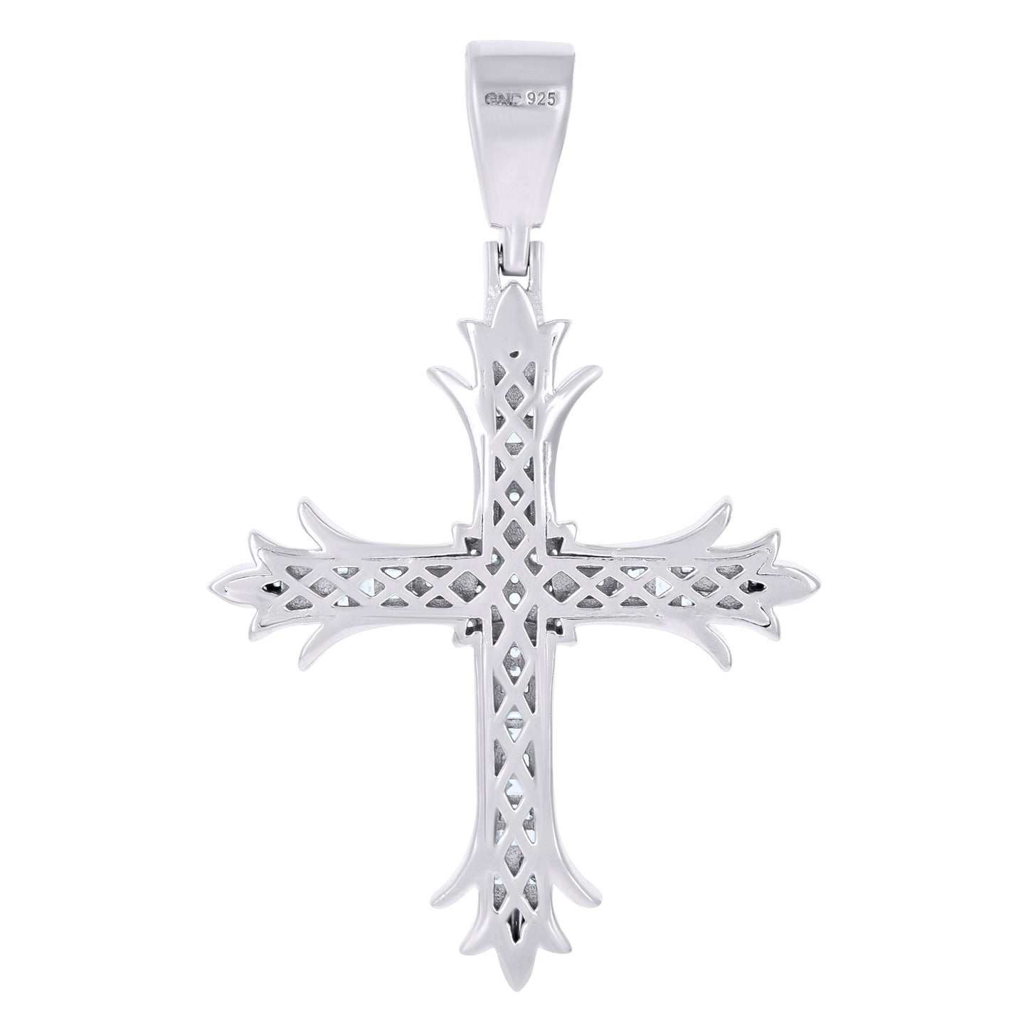 Sterling Silver Mens Cubic-Zirconia Cross Religious Charm Pendant