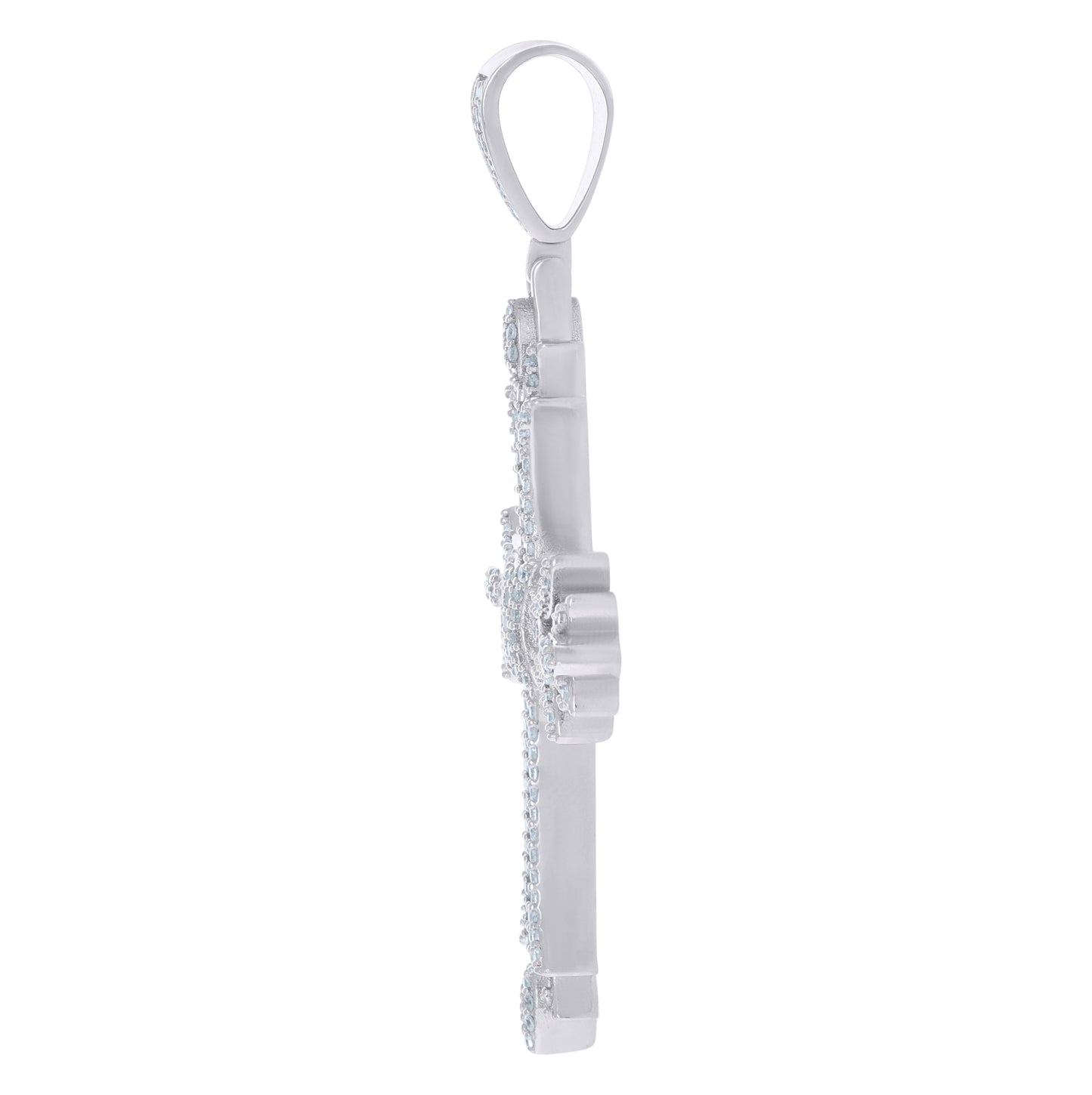 Sterling Silver Mens Cubic-Zirconia Cross Religious Charm Pendant