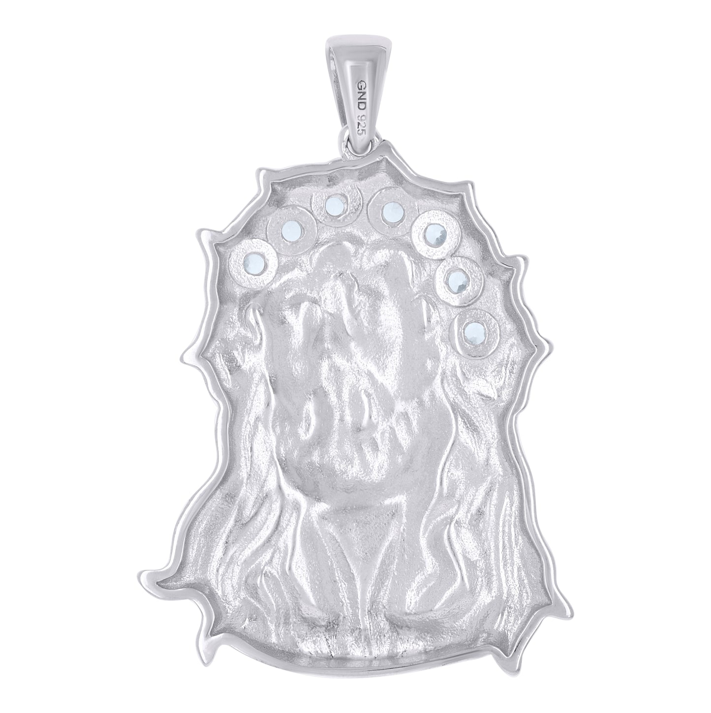 Sterling Silver Mens Cubic-Zirconia Jesus Religious Charm Pendant
