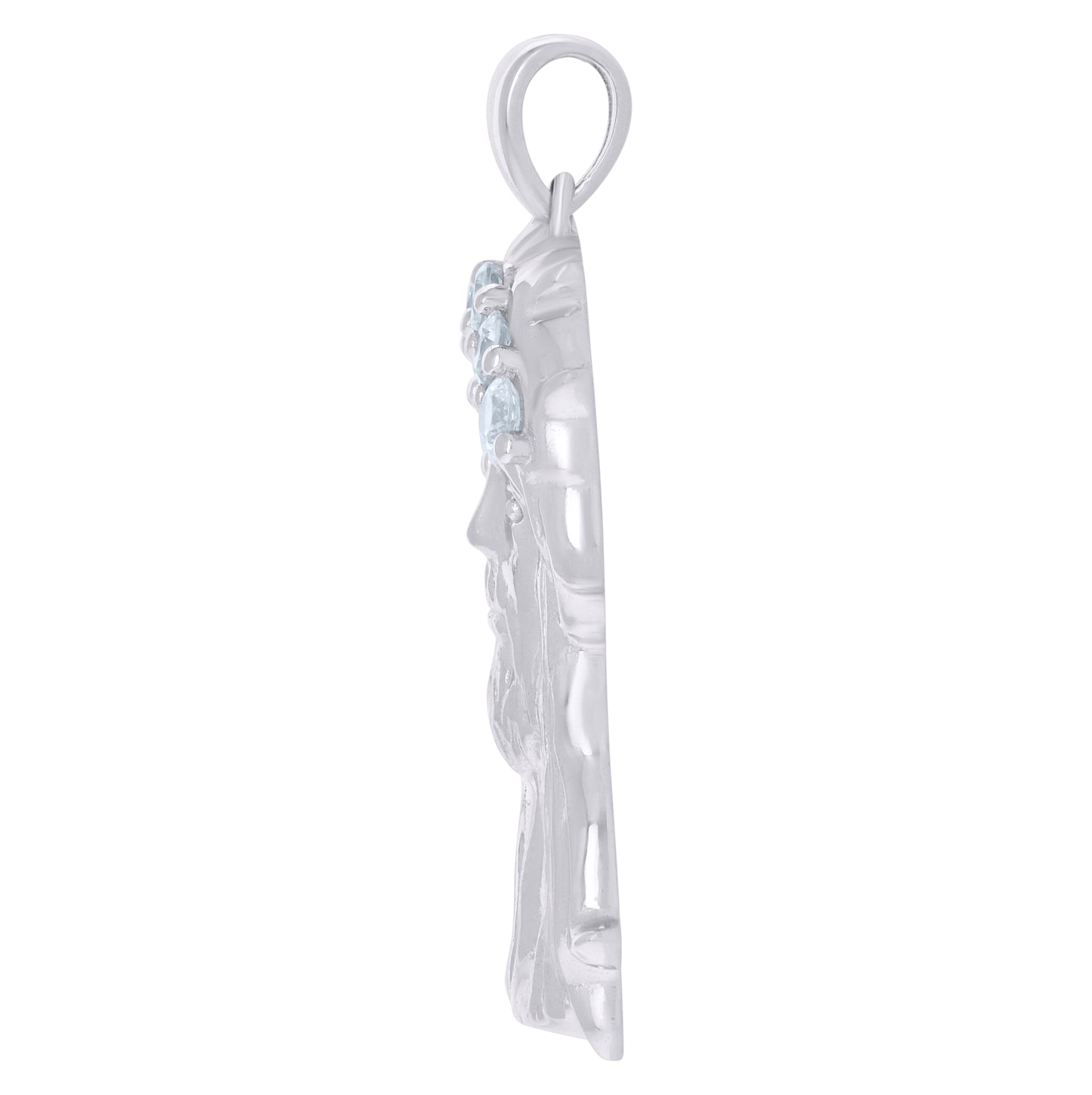 Sterling Silver Mens Cubic-Zirconia Jesus Religious Charm Pendant