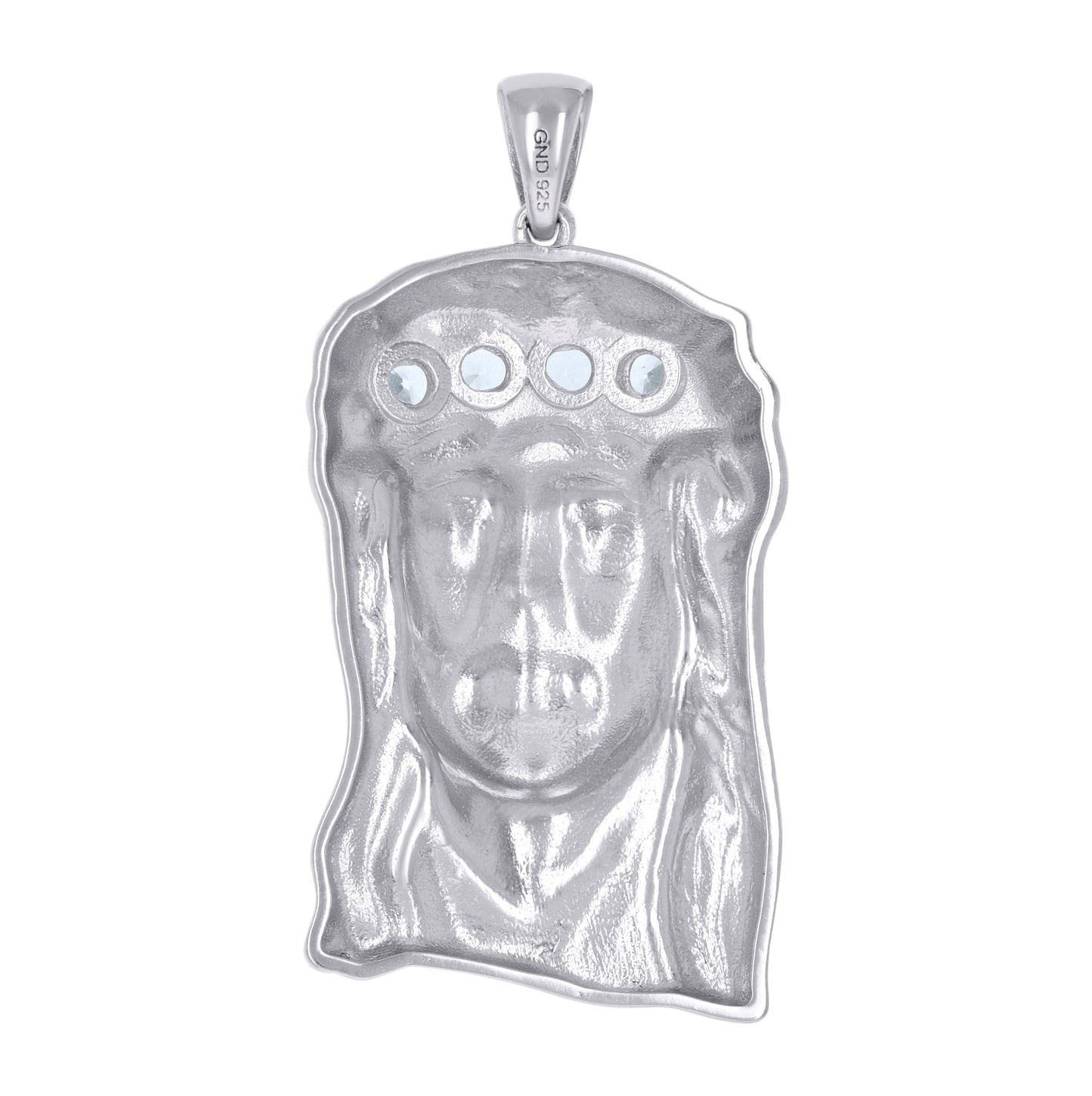 Sterling Silver Mens Cubic-Zirconia Jesus Religious Charm Pendant