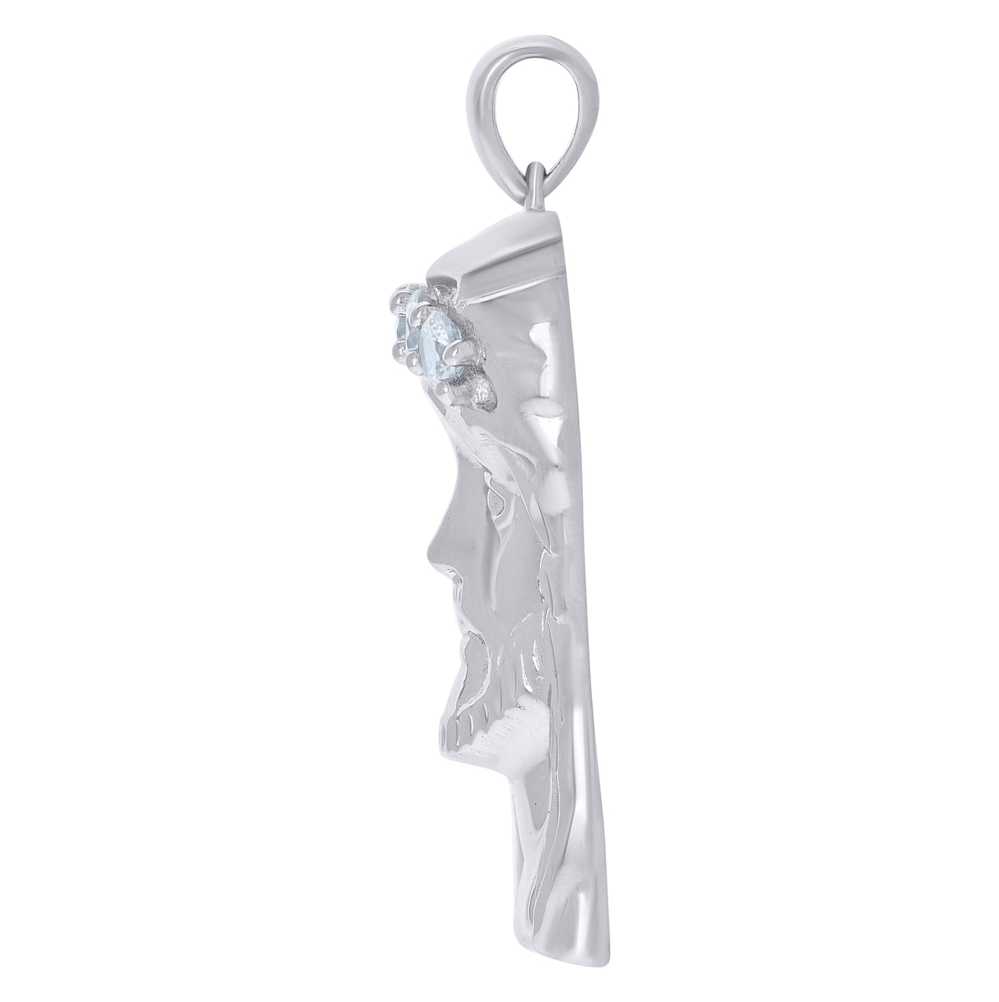Sterling Silver Mens Cubic-Zirconia Jesus Religious Charm Pendant