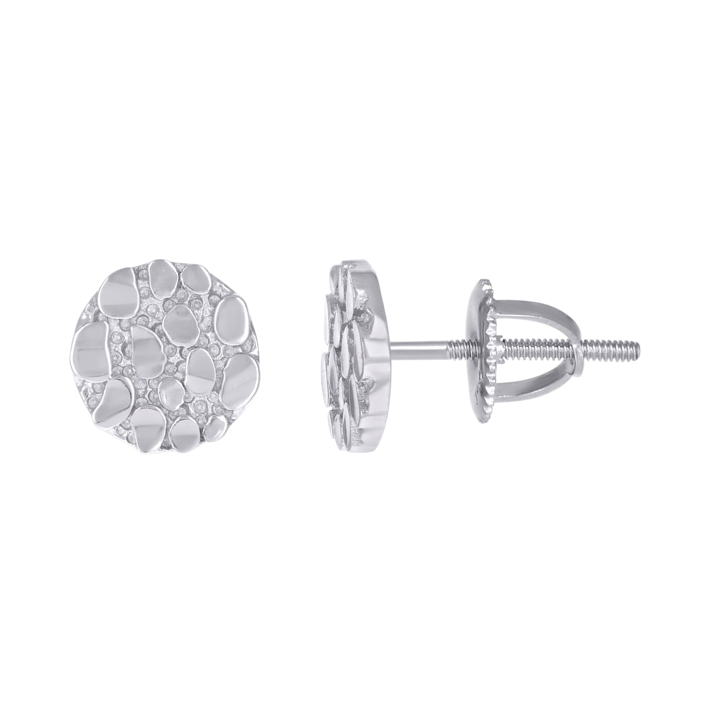 Sterling Silver Unisex Nugget Fashion Stud Earrings