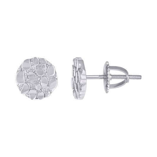 Sterling Silver Unisex Nugget Fashion Stud Earrings