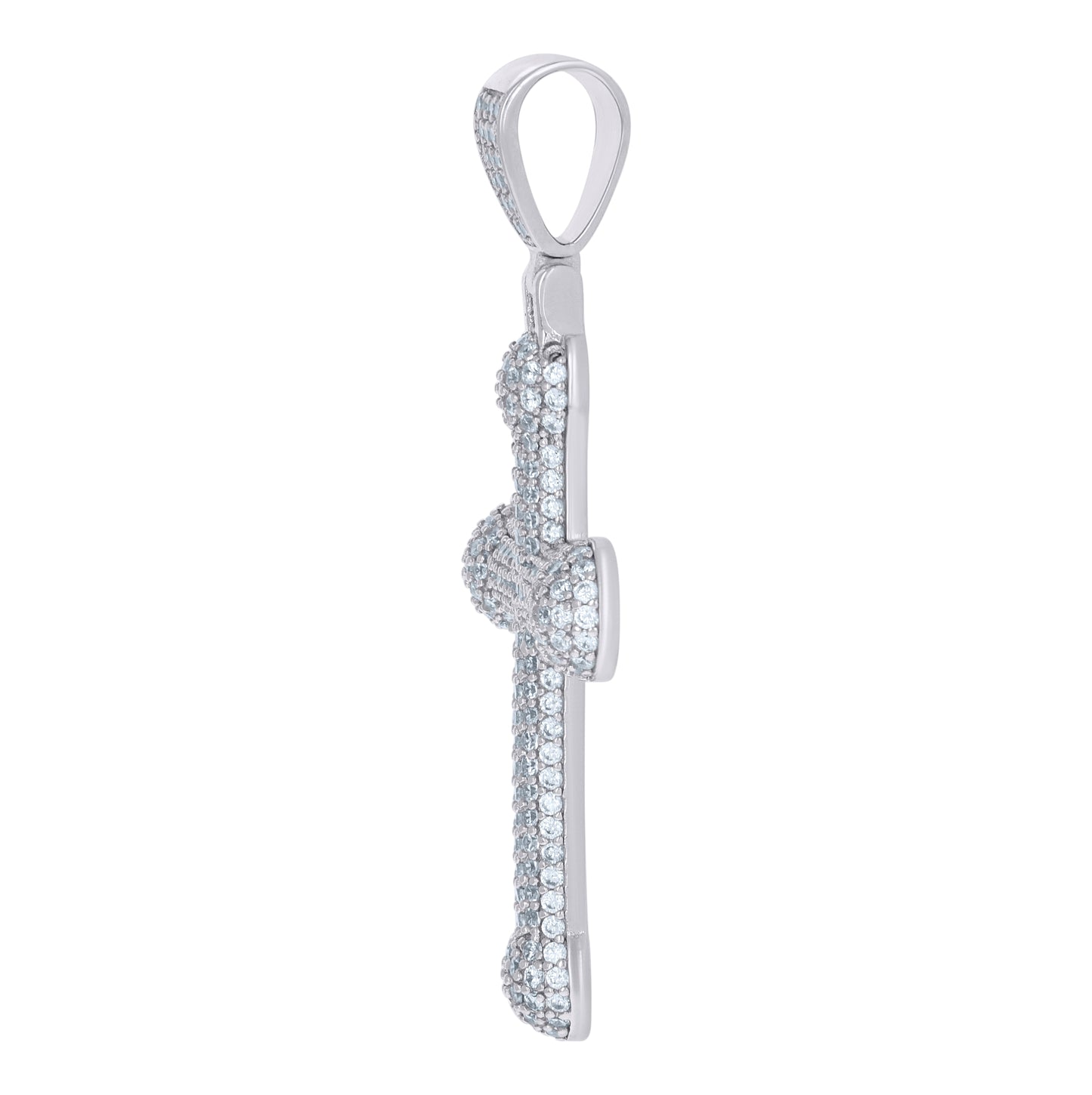 Sterling Silver Mens Cubic-Zirconia Cross Religious Charm Pendant