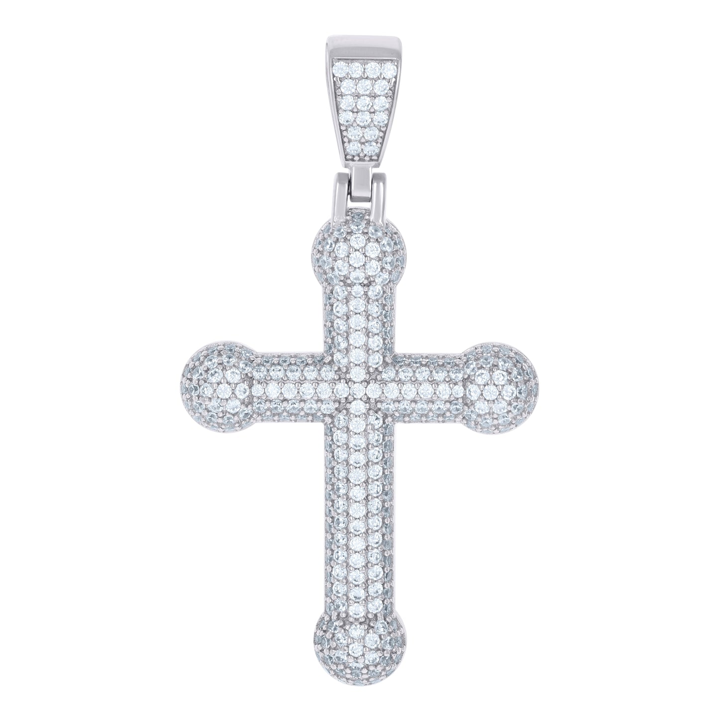 Sterling Silver Mens Cubic-Zirconia Cross Religious Charm Pendant