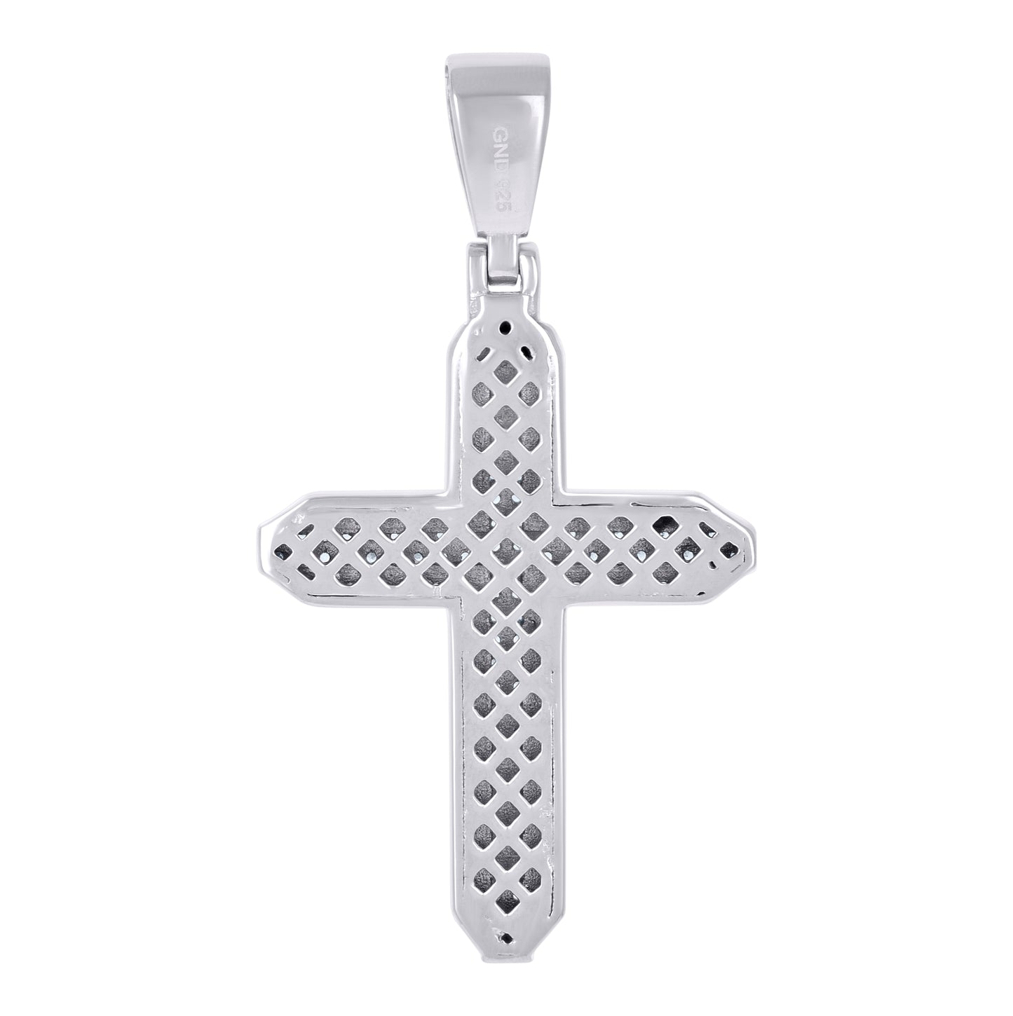 Sterling Silver Mens Cubic-Zirconia Cross Religious Charm Pendant