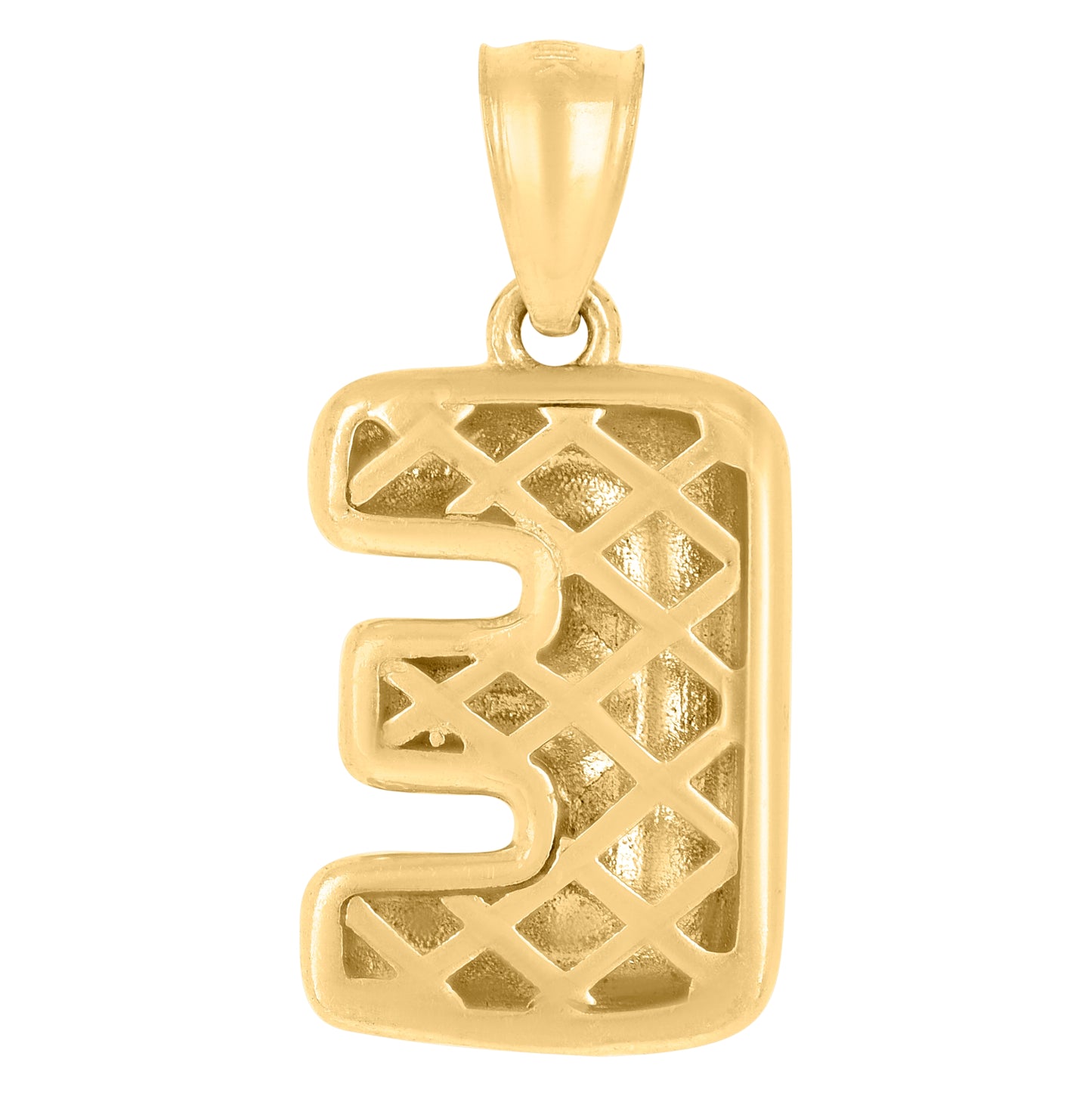 10K Yellow Gold Unisex Initial Alphabet Nugget Charm Pendant