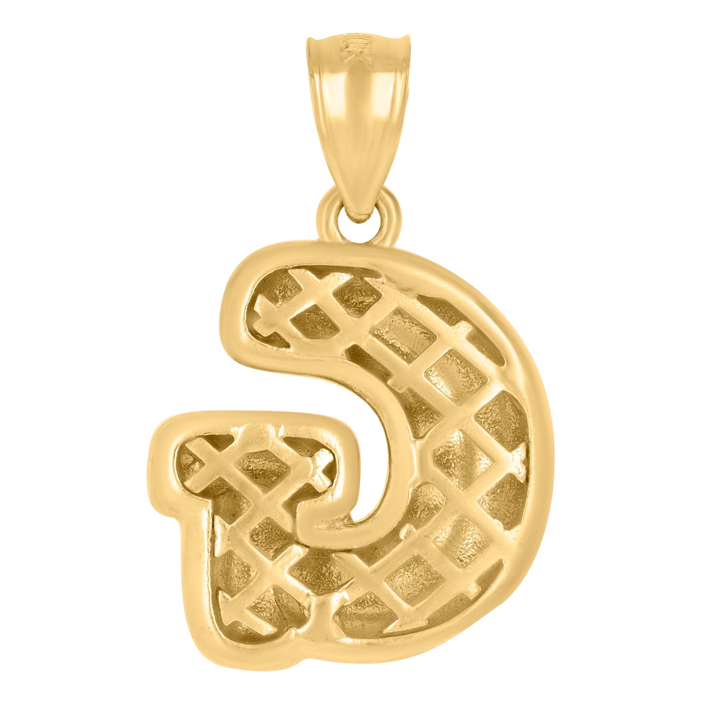 10K Yellow Gold Unisex Initial Alphabet Nugget Charm Pendant