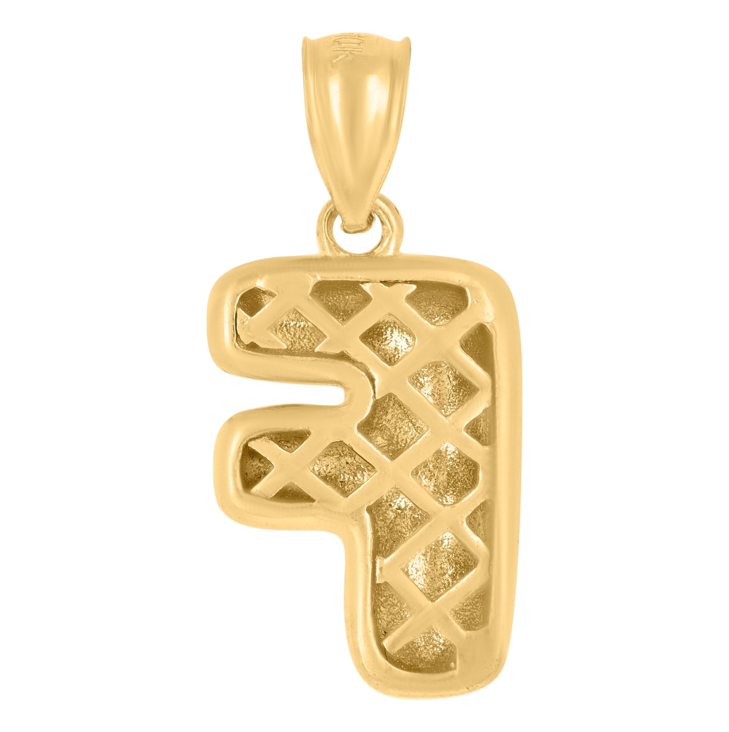 10K Yellow Gold Unisex Initial Alphabet Nugget Charm Pendant