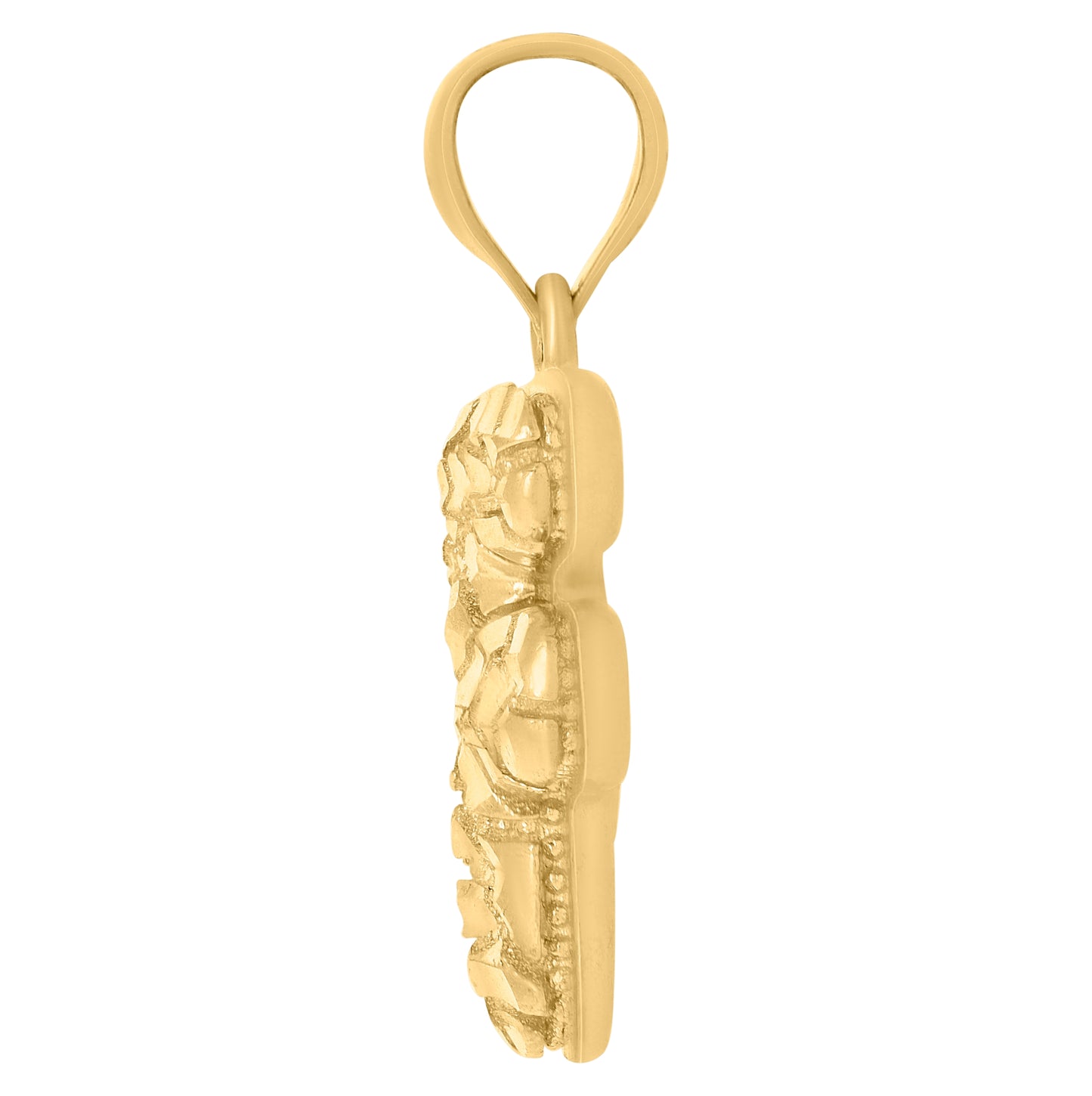 10K Yellow Gold Unisex Initial Alphabet Nugget Charm Pendant