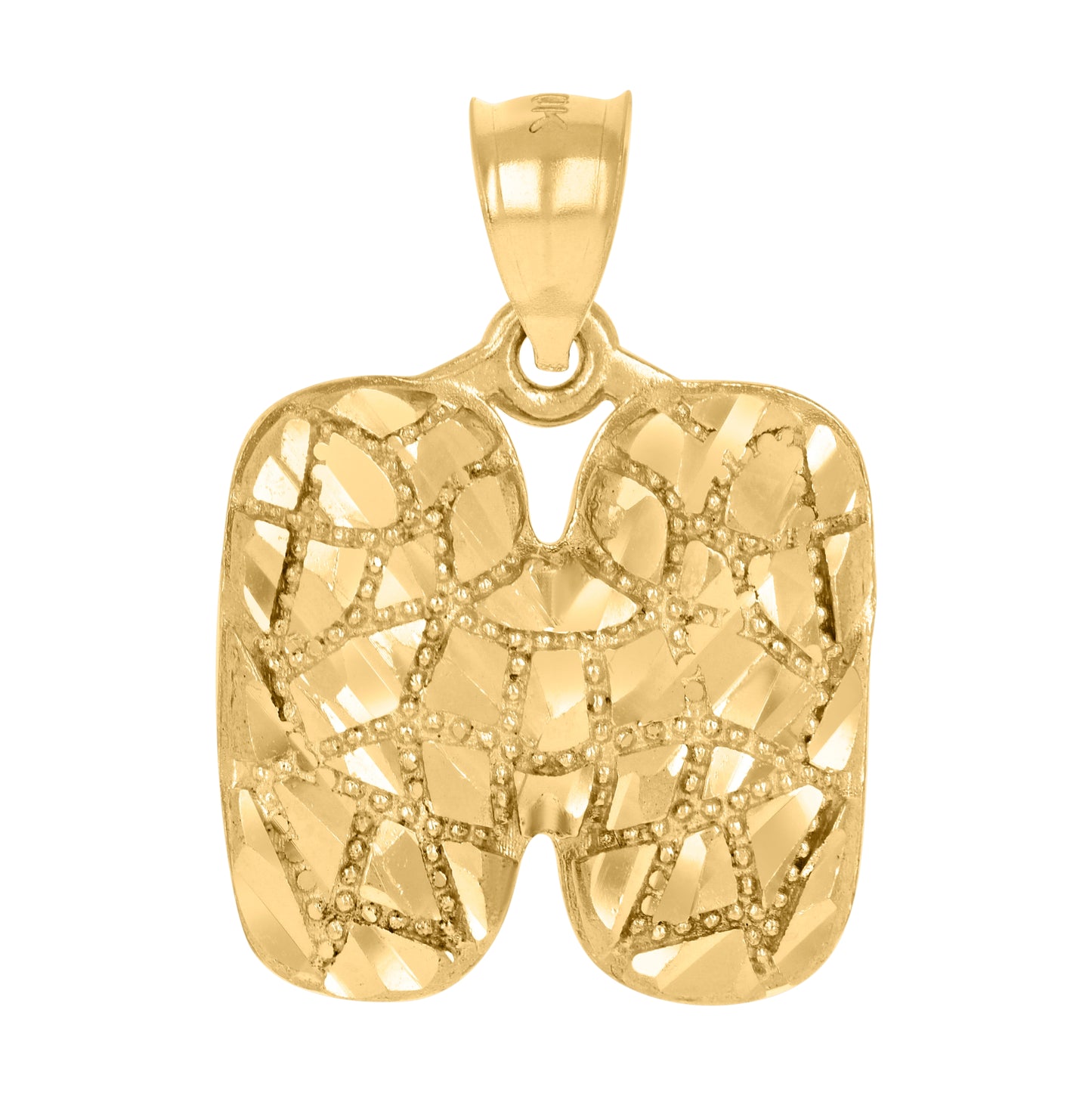 10K Yellow Gold Unisex Initial Alphabet Nugget Charm Pendant