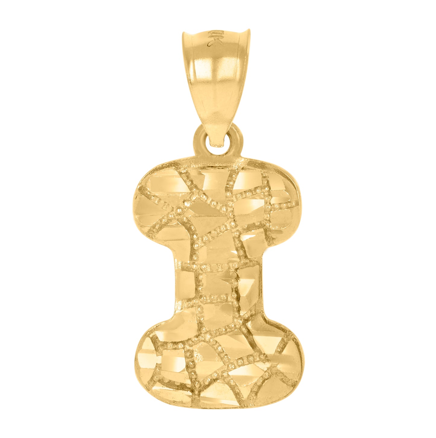 10K Yellow Gold Unisex Initial Alphabet Nugget Charm Pendant