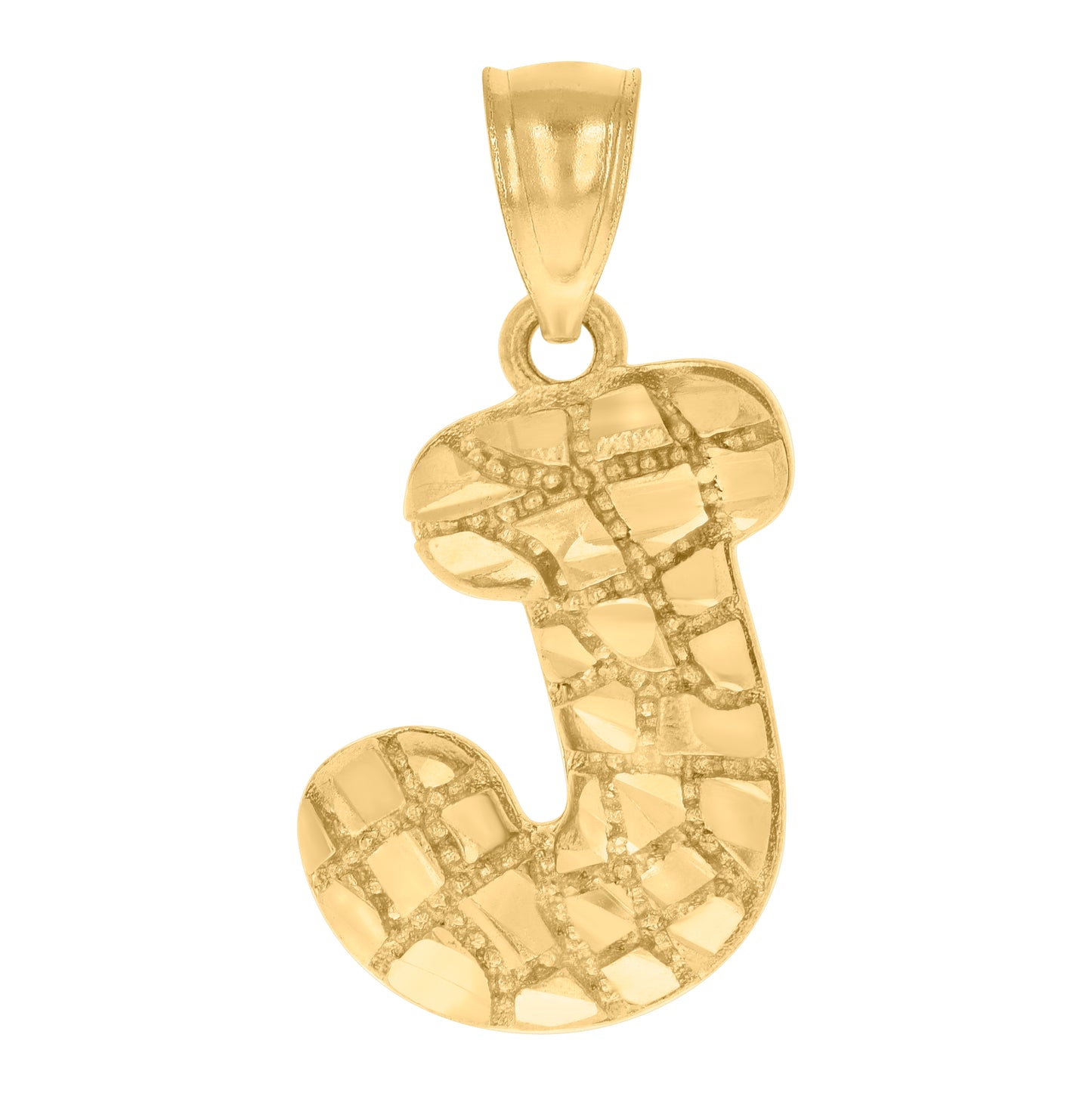 10K Yellow Gold Unisex Initial Alphabet Nugget Charm Pendant