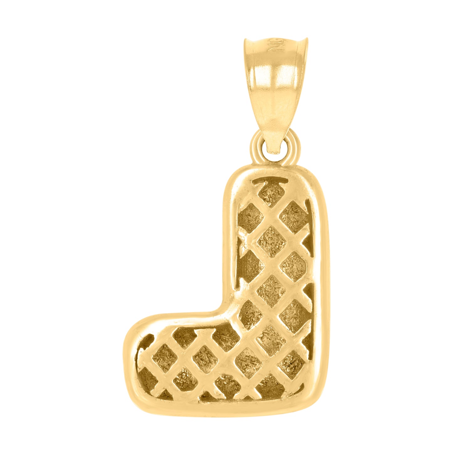 10K Yellow Gold Unisex Initial Alphabet Nugget Charm Pendant