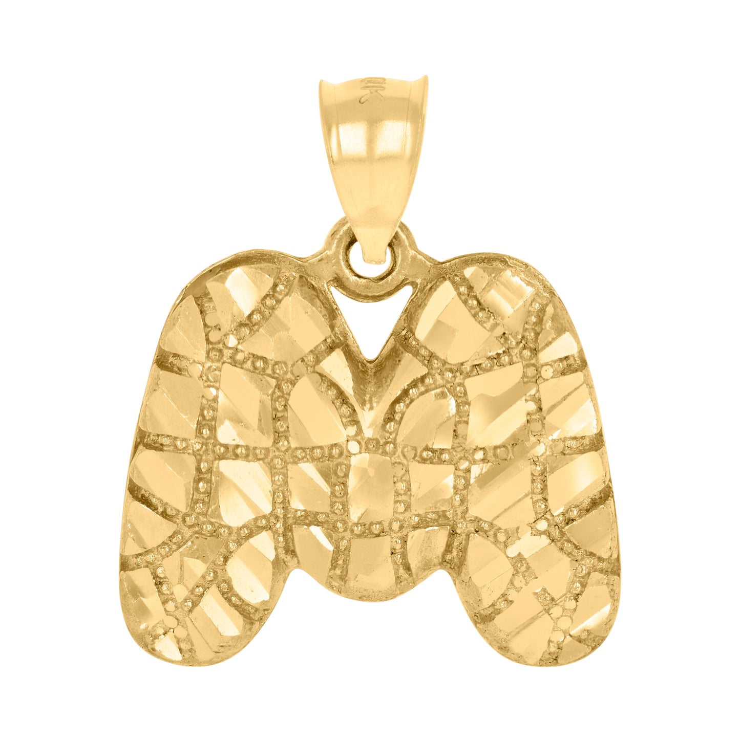 10K Yellow Gold Unisex Initial Alphabet Nugget Charm Pendant